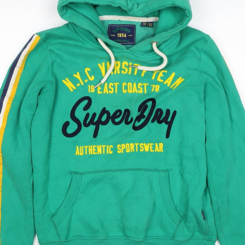 Superdry Women’s Green UK 10 Pullover Hoodie Logo Stripe