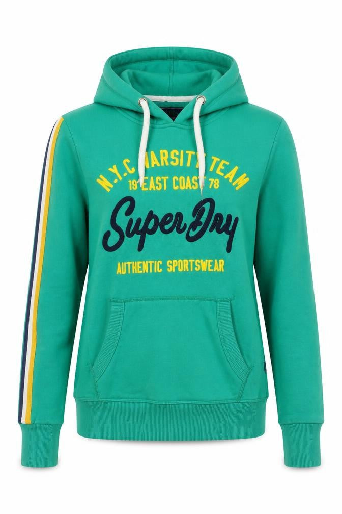 Superdry Women’s Green UK 10 Pullover Hoodie Logo Stripe