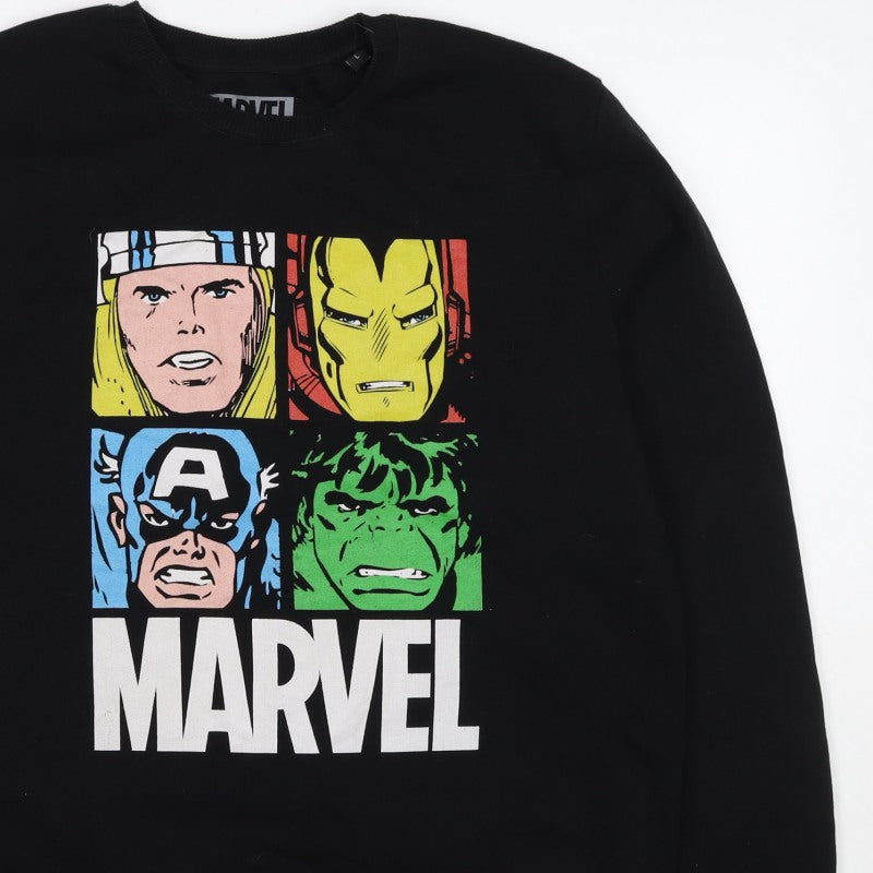 Marvel Men’s Black S Pullover Sweatshirt Avengers Graphic Print