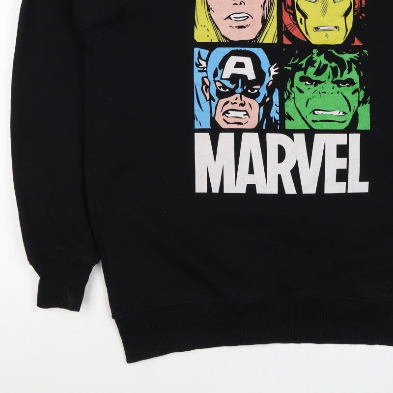 Marvel Men’s Black S Pullover Sweatshirt Avengers Graphic Print