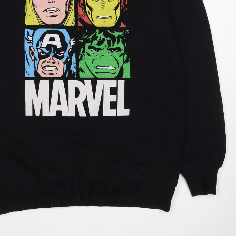 Marvel Men’s Black S Pullover Sweatshirt Avengers Graphic Print
