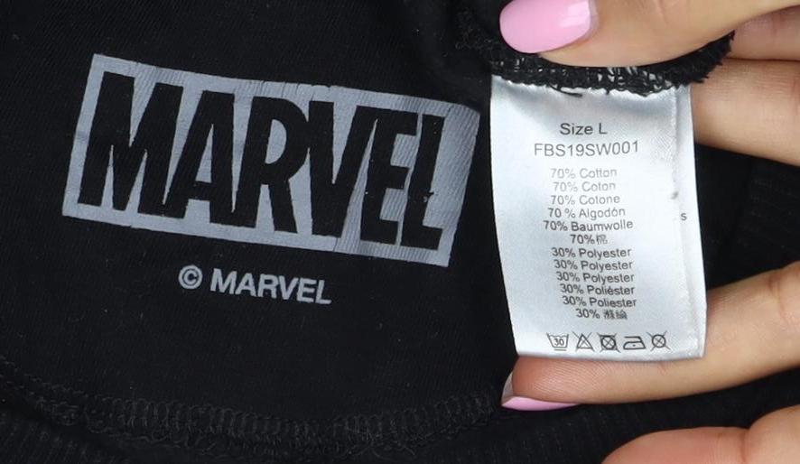 Marvel Men’s Black S Pullover Sweatshirt Avengers Graphic Print