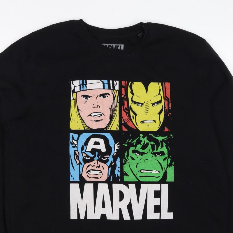 Marvel Men’s Black S Pullover Sweatshirt Avengers Graphic Print