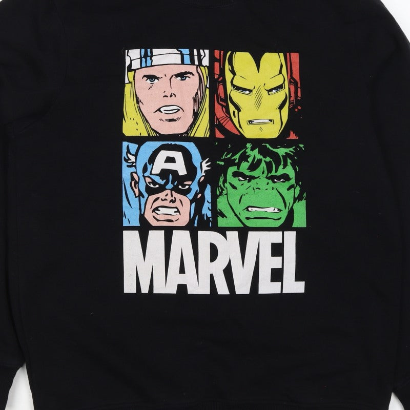 Marvel Men’s Black S Pullover Sweatshirt Avengers Graphic Print