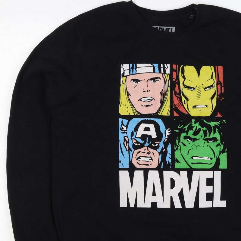 Marvel Men’s Black S Pullover Sweatshirt Avengers Graphic Print
