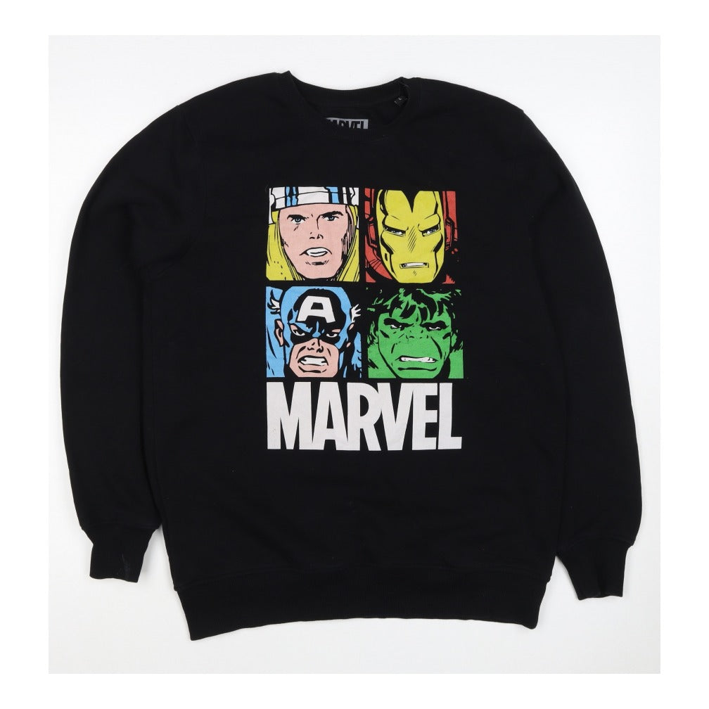 Marvel Men’s Black S Pullover Sweatshirt Avengers Graphic Print