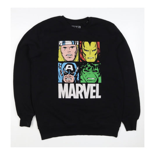 Marvel Men’s Black S Pullover Sweatshirt Avengers Graphic Print