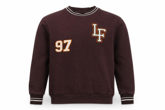 River Island Men’s Brown M College 97 Logo Crew Neck Sweatshirt