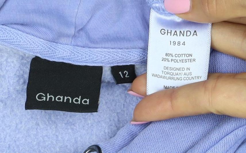 Ghanda Women’s Blue Size 12 Pullover Hoodie Floral Graphic