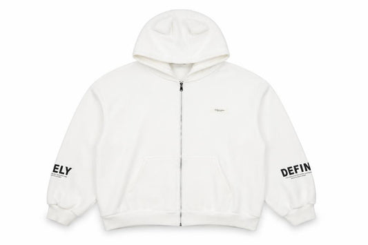 FENICHAEL.C Women’s White 2XL Full Zip Bunny Ear Quote Hoodie