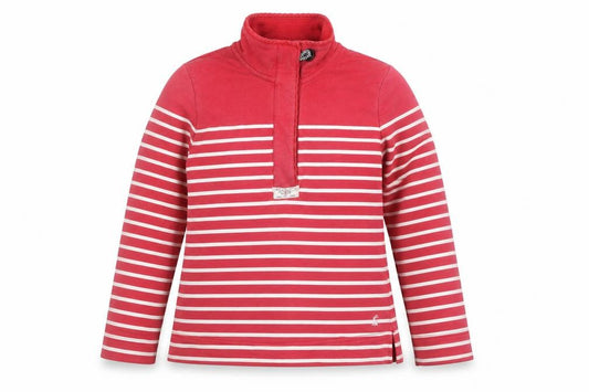 Joules Women’s Red White Striped Logo High Neck Pullover Sweatshirt UK 10