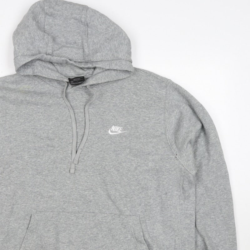 Nike Women Grey L Pullover Hoodie Logo Drawstring Pockets
