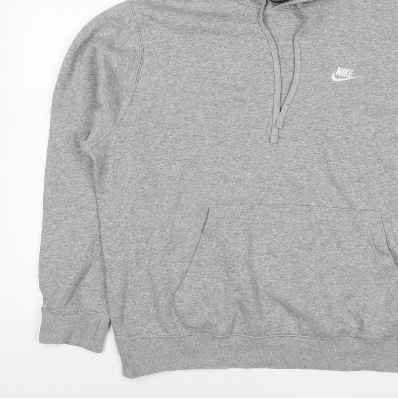 Nike Women Grey L Pullover Hoodie Logo Drawstring Pockets