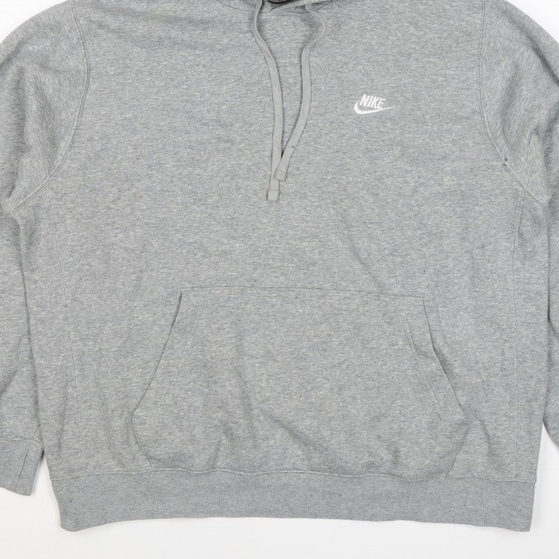 Nike Women Grey L Pullover Hoodie Logo Drawstring Pockets