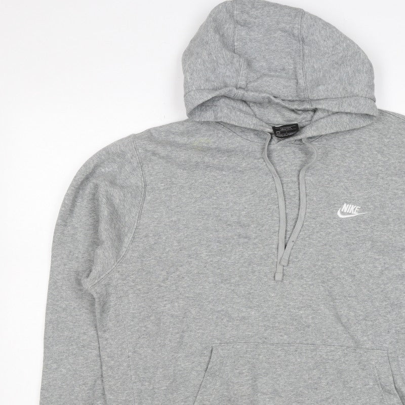 Nike Women Grey L Pullover Hoodie Logo Drawstring Pockets