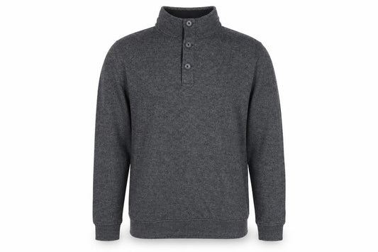 Maine New England Men's Grey Size S Henley High Neck Knit Sweatshirt