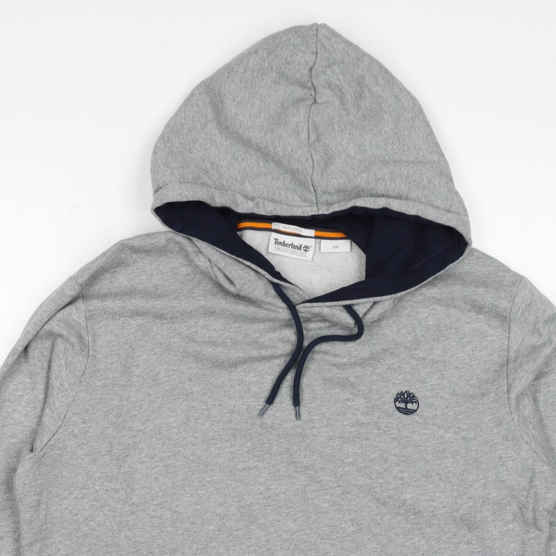 Timberland Men's Grey Small Pullover Logo Hoodie Regular Fit
