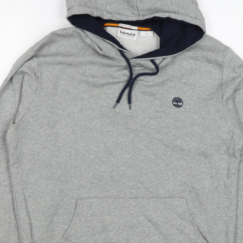 Timberland Men's Grey Small Pullover Logo Hoodie Regular Fit