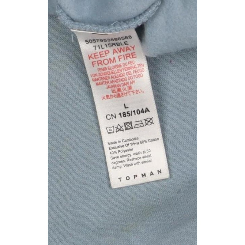 Topman Men’s Blue L Quarter Zip High Neck Sweatshirt
