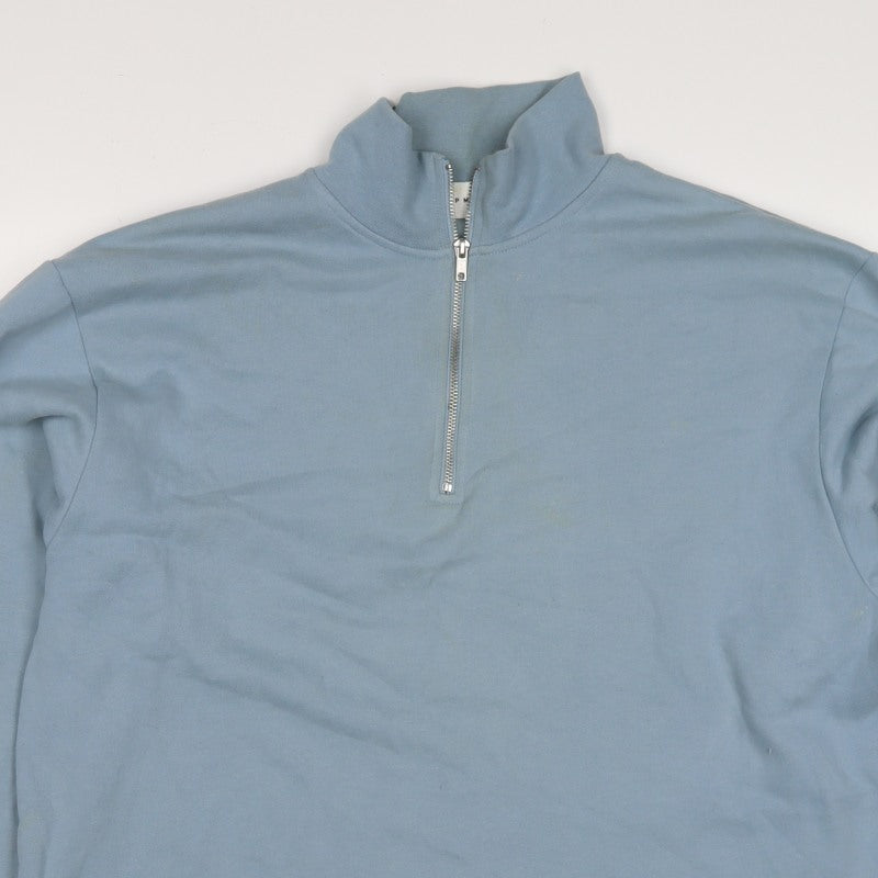 Topman Men’s Blue L Quarter Zip High Neck Sweatshirt
