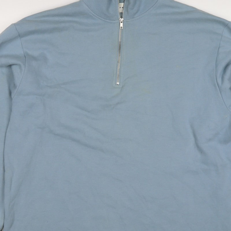 Topman Men’s Blue L Quarter Zip High Neck Sweatshirt