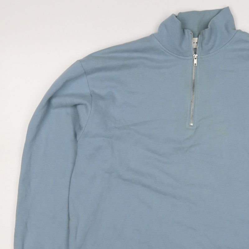 Topman Men’s Blue L Quarter Zip High Neck Sweatshirt