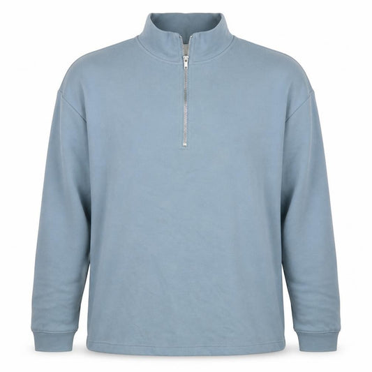 Topman Men’s Blue L Quarter Zip High Neck Sweatshirt