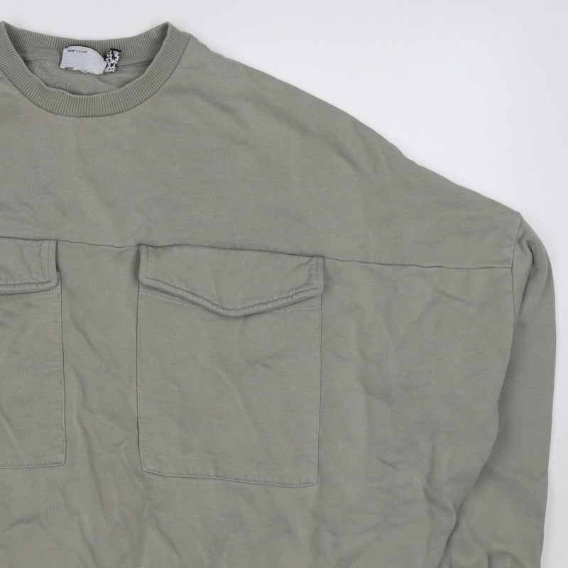 ASOS DESIGN Men’s Grey L Oversized Crew Neck Pocket Sweatshirt