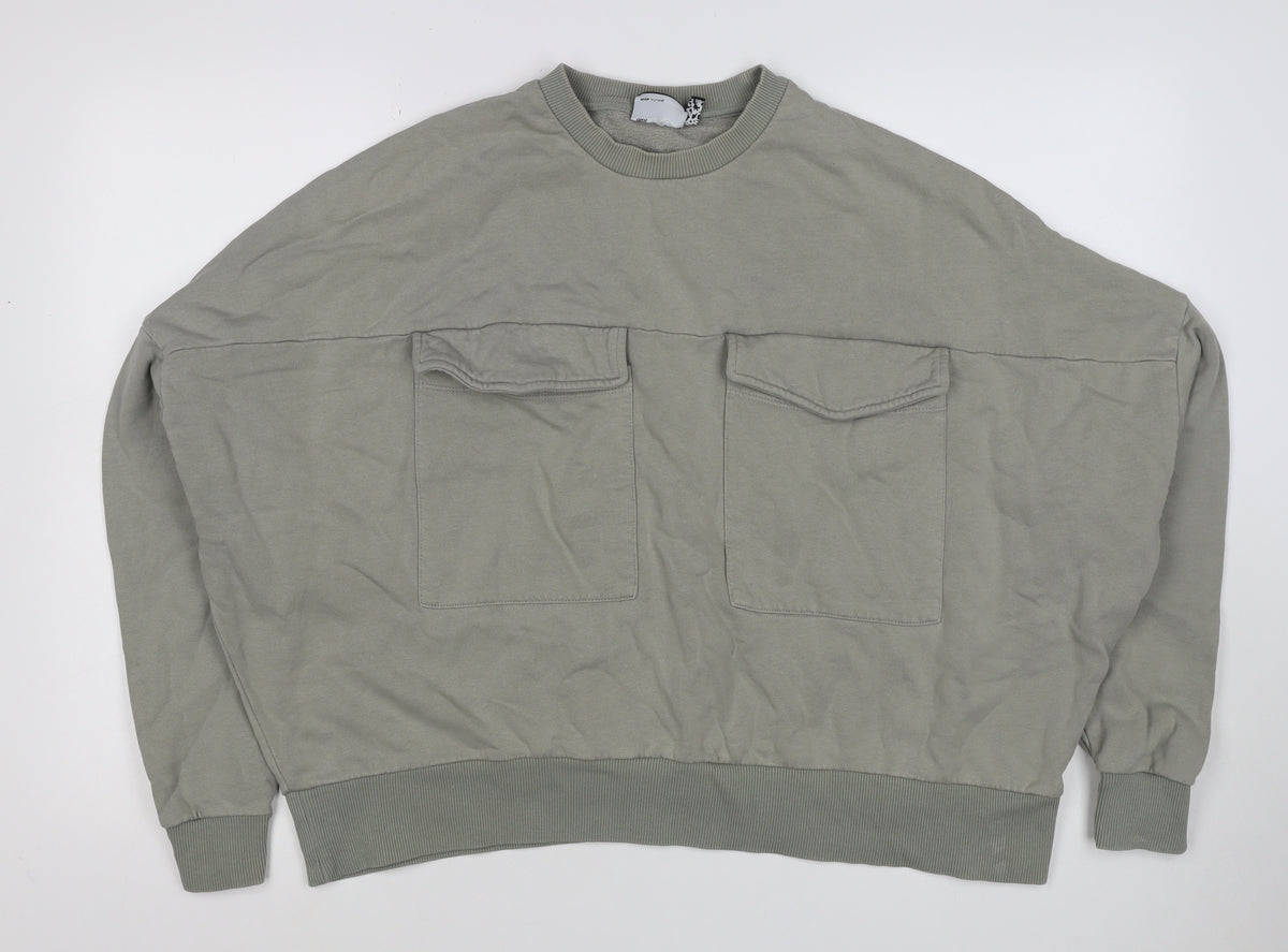 ASOS DESIGN Men’s Grey L Oversized Crew Neck Pocket Sweatshirt