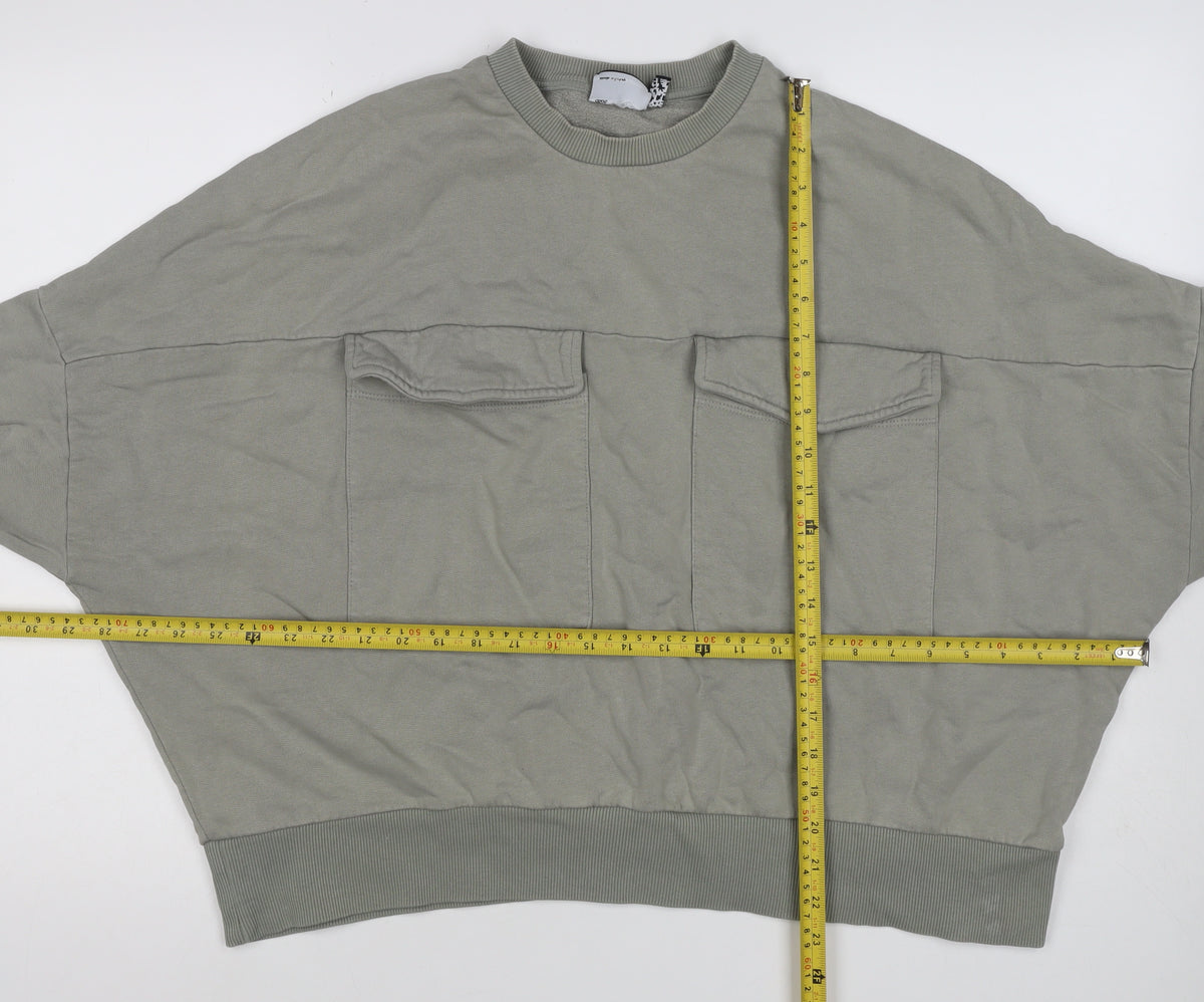 ASOS DESIGN Men’s Grey L Oversized Crew Neck Pocket Sweatshirt