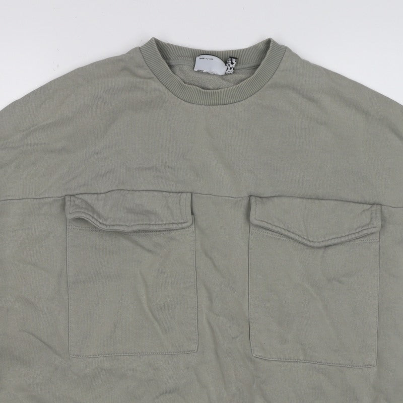 ASOS DESIGN Men’s Grey L Oversized Crew Neck Pocket Sweatshirt