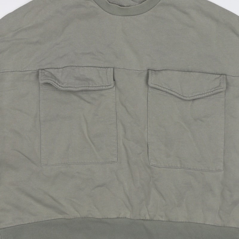 ASOS DESIGN Men’s Grey L Oversized Crew Neck Pocket Sweatshirt