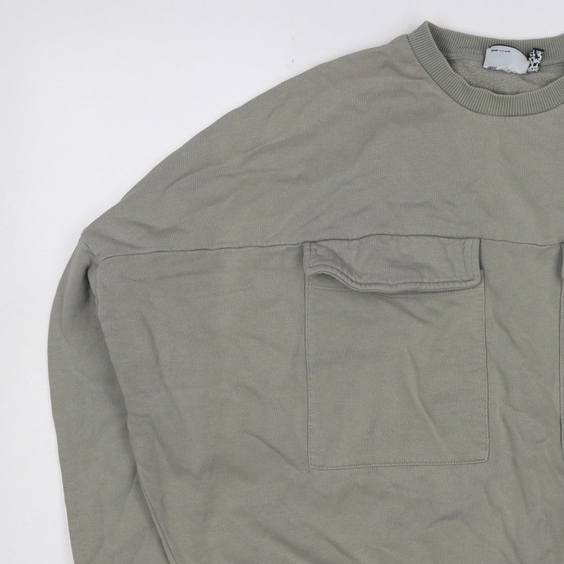 ASOS DESIGN Men’s Grey L Oversized Crew Neck Pocket Sweatshirt