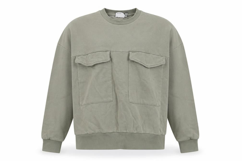 ASOS DESIGN Men’s Grey L Oversized Crew Neck Pocket Sweatshirt