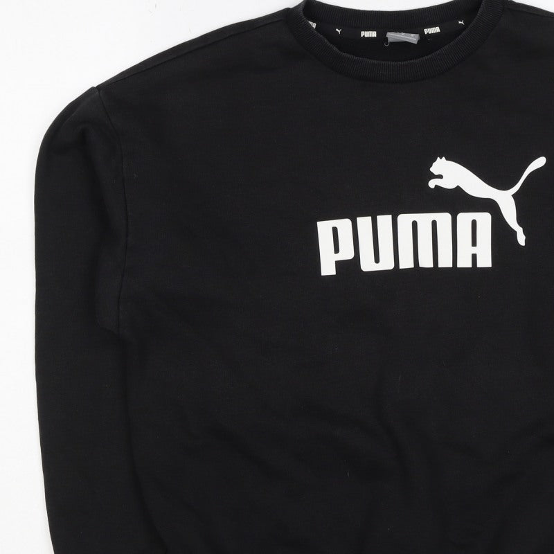 Puma Men’s Black M Logo Graphic Crew Neck Pullover Sweatshirt