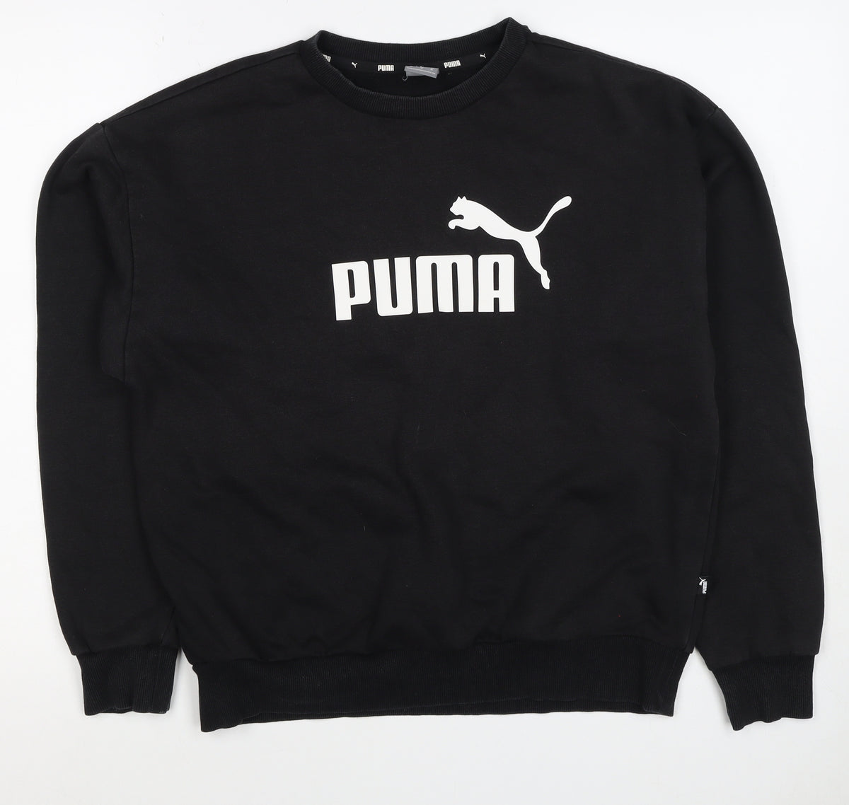 Puma Men’s Black M Logo Graphic Crew Neck Pullover Sweatshirt