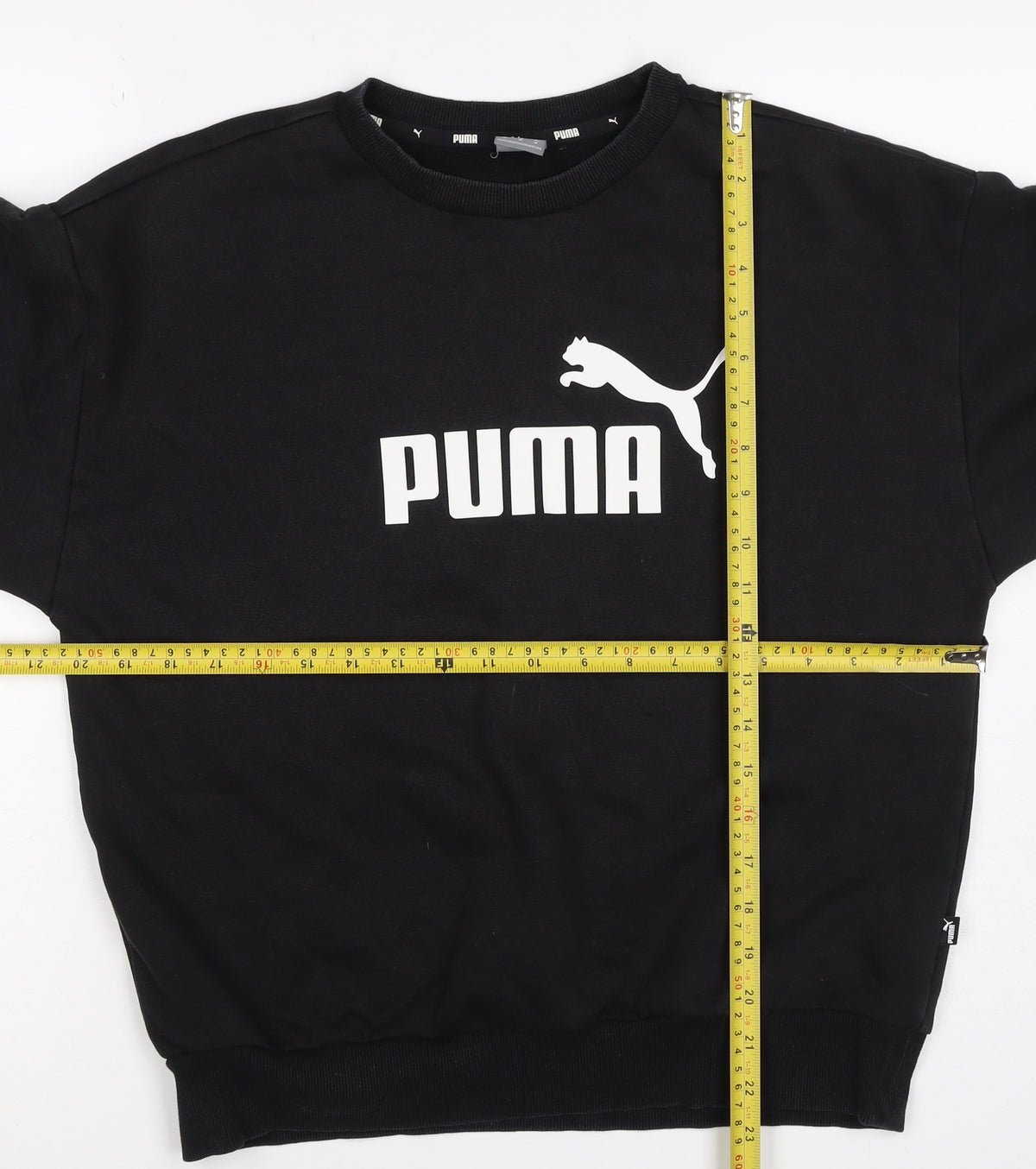 Puma Men’s Black M Logo Graphic Crew Neck Pullover Sweatshirt