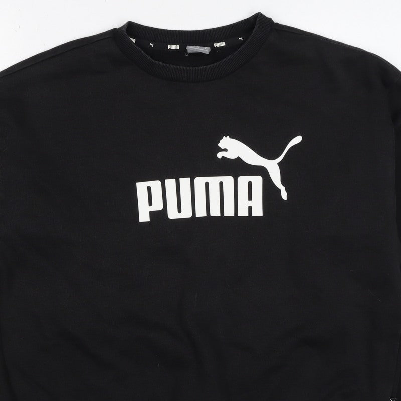 Puma Men’s Black M Logo Graphic Crew Neck Pullover Sweatshirt