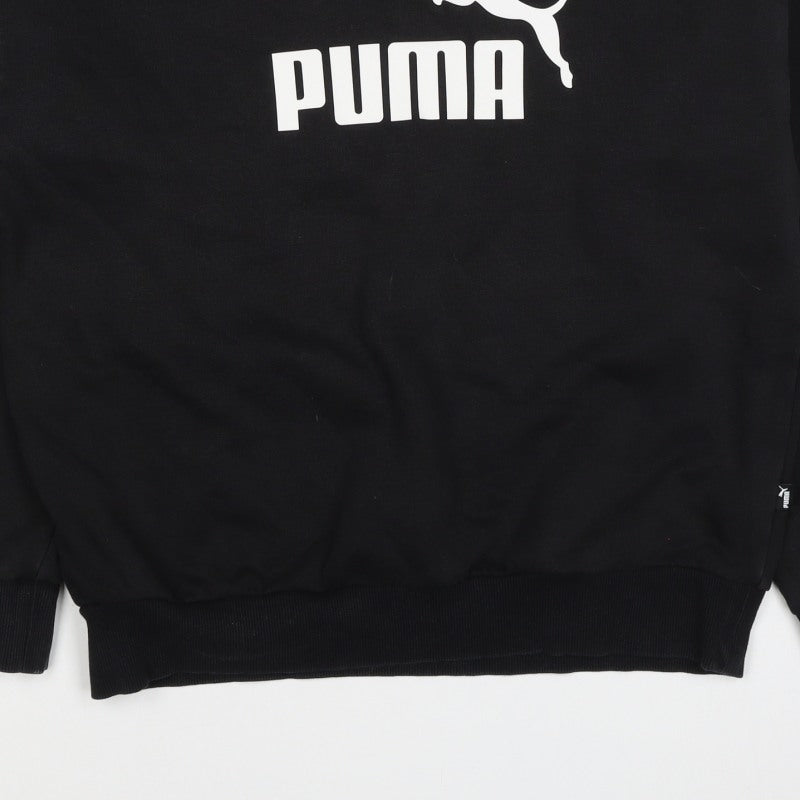 Puma Men’s Black M Logo Graphic Crew Neck Pullover Sweatshirt