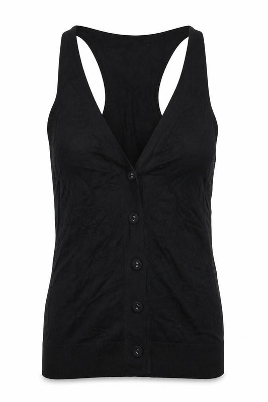 Next Women’s Black Size 8 Button Front Knit Camisole Tank Top