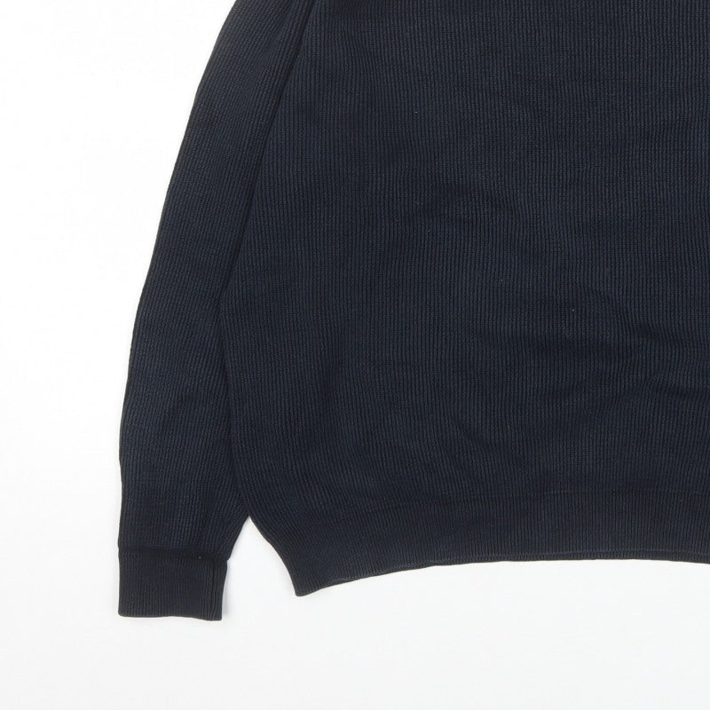 Next Men’s Black XL Rib Knit Crew Neck Cotton Pullover Jumper