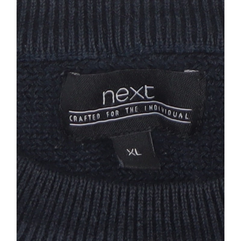 Next Men’s Black XL Rib Knit Crew Neck Cotton Pullover Jumper