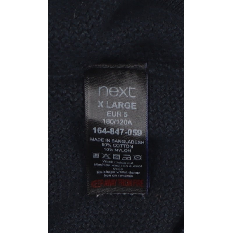 Next Men’s Black XL Rib Knit Crew Neck Cotton Pullover Jumper