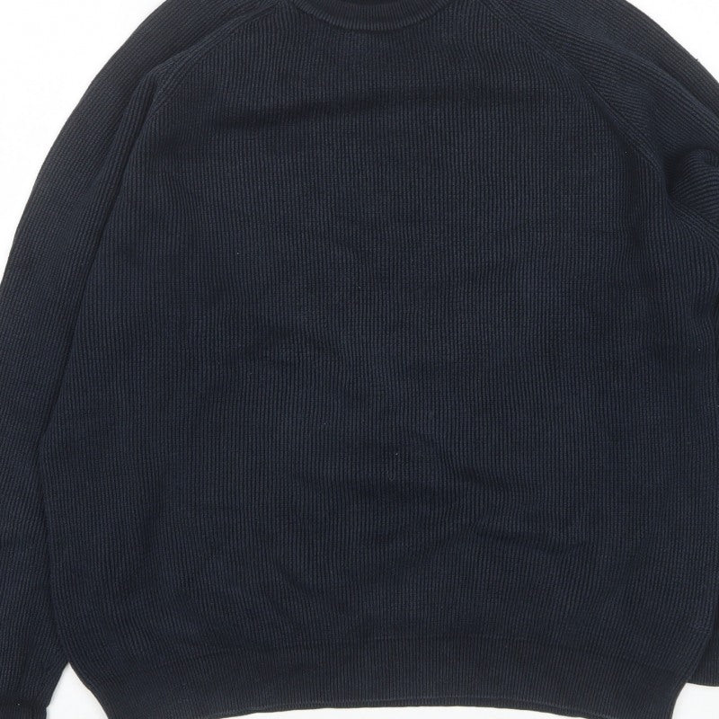 Next Men’s Black XL Rib Knit Crew Neck Cotton Pullover Jumper