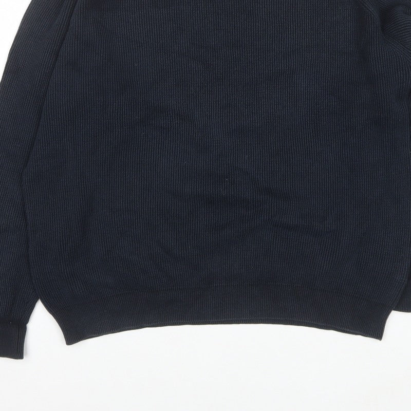 Next Men’s Black XL Rib Knit Crew Neck Cotton Pullover Jumper