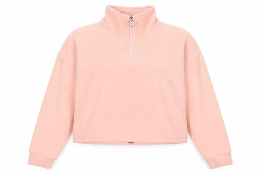 Brave Soul Women’s Pink M Cropped 1/4 Zip Fleece Sweatshirt