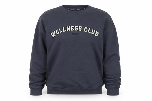 Self Women’s Blue UK 6 Wellness Club Crew Neck Pullover Sweatshirt