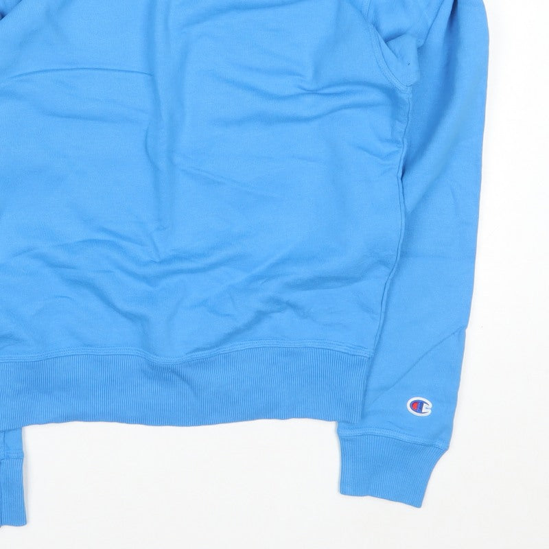 Champion Men’s Blue S Logo Graphic Crew Neck Pocket Sweatshirt