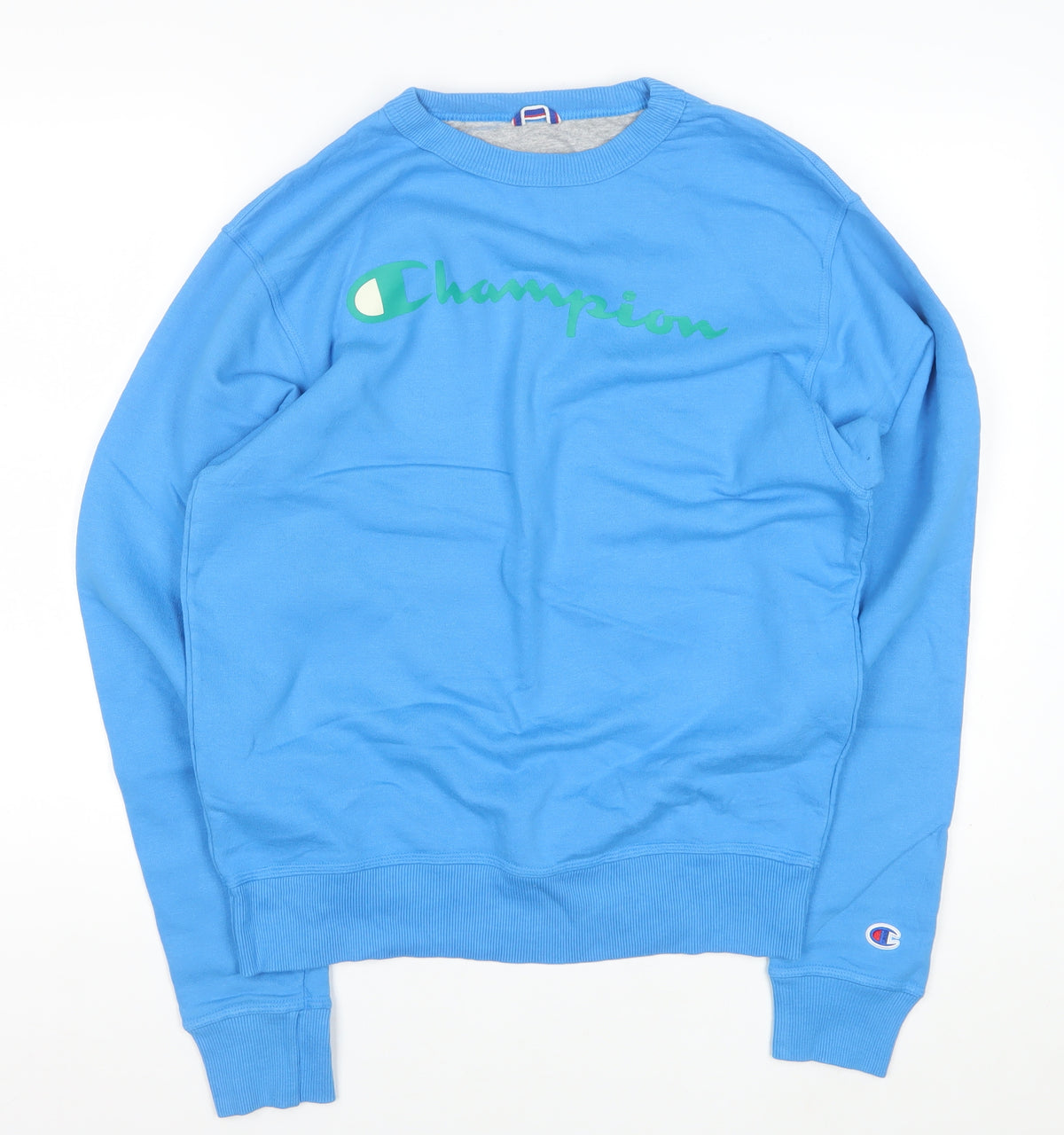 Champion Men’s Blue S Logo Graphic Crew Neck Pocket Sweatshirt