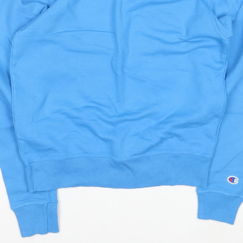 Champion Men’s Blue S Logo Graphic Crew Neck Pocket Sweatshirt